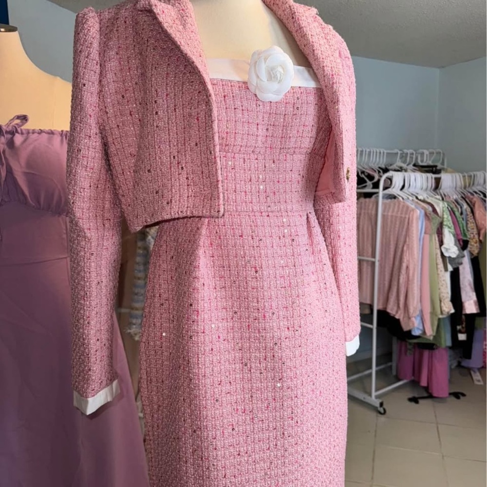 Pink Tweed Dress and Jacket Set
